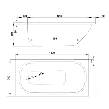 BETTE Classic Ванна 1400х700х450 мм., с шумоизоляцией, BetteGlasur® Plus, цвет белый 
