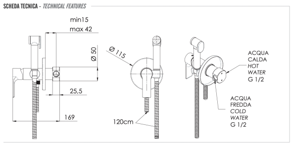 Гигиенический душ со смесителем Remer Energy EY65W 