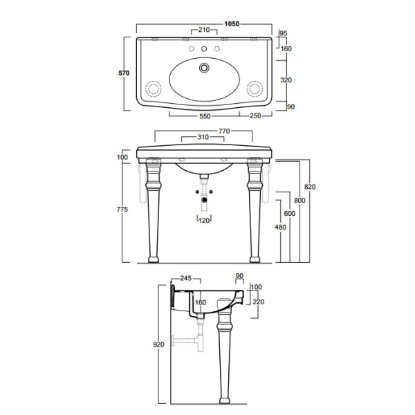 SIMAS Arcade/Londra Ножка керамическая (1шт) для консолей AR864/AR874, цвет белый (продается кратно 2шт) 