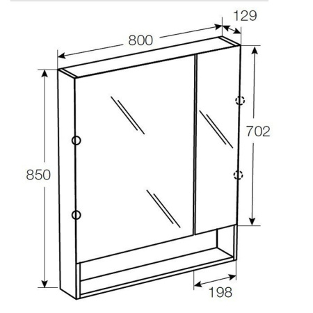 Roca THE GAP ORIGINAL Зеркальный шкаф 800x129x850 мм, с LED-светильником, розетка, вкл. от общего выключателя, белый глянец (ZRU9302887) 