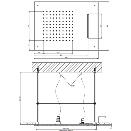 Gessi Emporio Emporio shower Душевая головка для потолочного крепления с функцией ТРОПИЧЕСКИЙ ЛИВЕНЬ/ВОДОПАД, цвет: Mirror Steel 