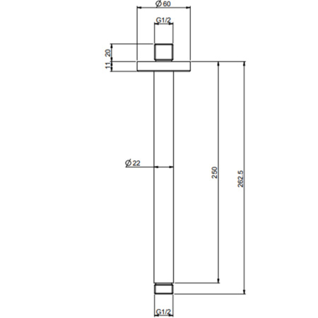 FIMA|Carlo Frattini Spillo Steel Держатель верхнего душа 250 мм., потолочный монтаж, цвет INOX 