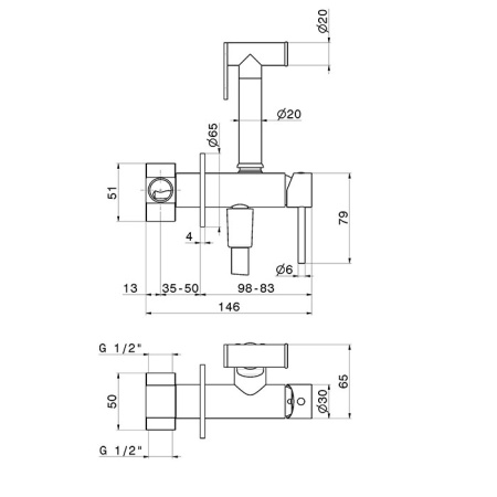 Newform Idroscopini Смеситель с гигиеническим душем, держатель, шланг 120 см, наружная часть (для 31093) цвет: PVD Br. Copper Bronze 
