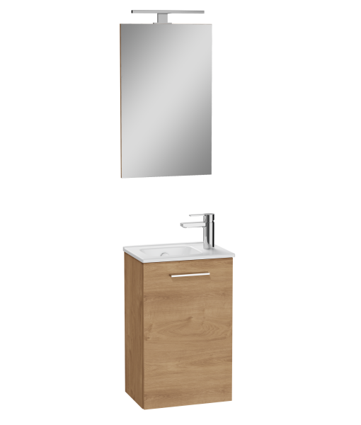 Комплект мебели, 40 см, с дверцами,  (тумба, раковина, зеркало), цвет золотой дуб 