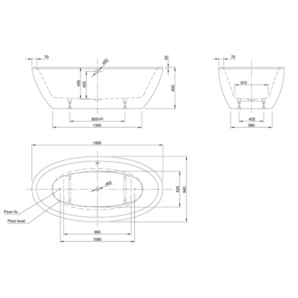 KNIEF Слив перелив с системой Click-Clack, с гибким шлангом и горизонтальным отводом, цвет хром (смонтирован на ванне) 