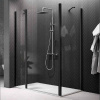 NOVELLINI YOUNG Дверь для душа с неподвижным сегментом 870-910х2000 мм., распашная, одностворчатая, реверсивная, профиль черный матов, стекло прозрачн
