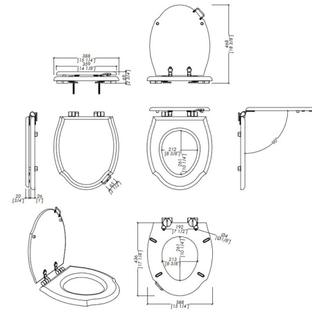 Devon Westminster Сиденье для унитаза из массива дуба, цвет: темный/петли золото светлое 