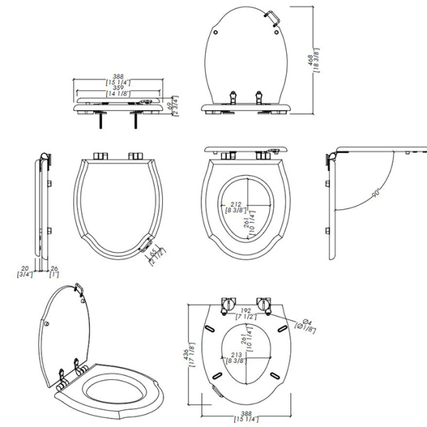 Devon Westminster Сиденье для унитаза из массива дуба, цвет: темный/петли хром 