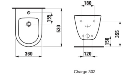 Laufen Pro Биде подвесное 53x36см, с 1 отв. под смеситель,  без боковых отверстий для подвода воды, цвет: белый (со склада продаем с унитазом PRO!) 