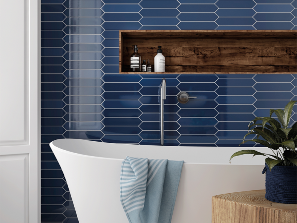 Equipe Arrow Настенная керамическая плитка Adriatic Blue 5x25 глазурованный глянцевый 