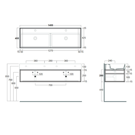 SIMAS AGILE Структура металлическая 141x46xh28 см, подвесная, для раковины AG141, с 1 полкой, цвет черный матовый 