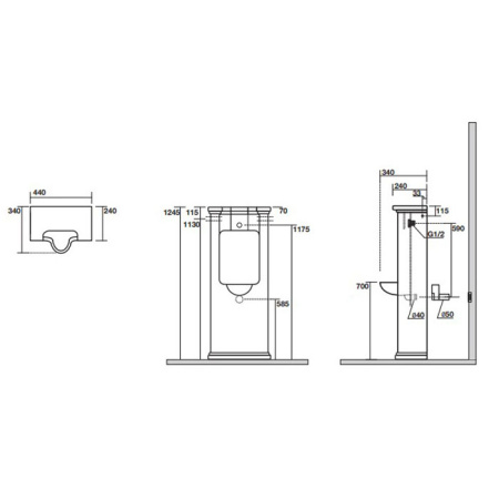 Kerasan Waldorf Писсуар напольный с сифоном и комплектом крепежей, цвет белый 
