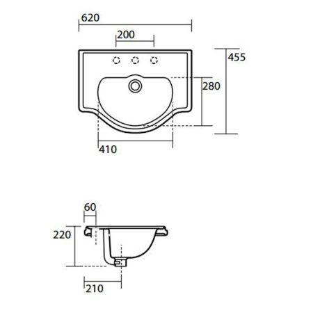 KERASAN Retro Раковина 62х45,5см без отв. под смеситель, цвет белый 