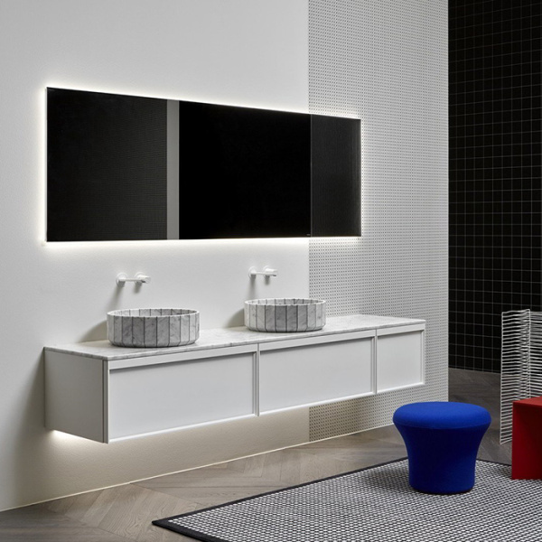 ANTONIO LUPI FONTE Раковина Ø450х150 мм., для установки на столешницу, в комплекте с донным клапаном, мрамор Carrara 