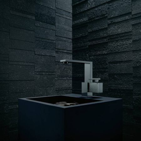 AX Edge Смеситель для раковины 190, на 1 отв., с push/open донным клапаном, излив 175мм, алмазн. огранка, цвет: хром 