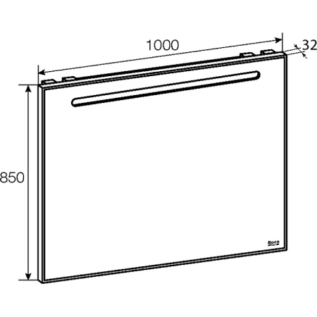 Roca THE GAP ORIGINAL Зеркало 1000x32x850 мм, с LED-подсветкой сверху, антизапотевание, выкл-кнопка внизу под зеркальным полотном (ZRU9302809) 