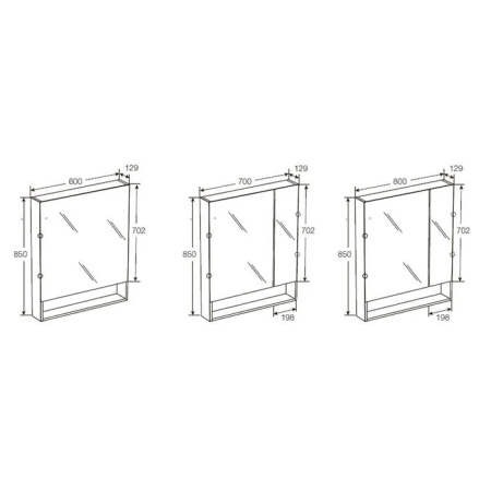 Roca THE GAP ORIGINAL Зеркальный шкаф 600x129x850 мм, с LED-светильником, розетка, вкл. от общего выключателя, белый матовый (ZRU9302748) 