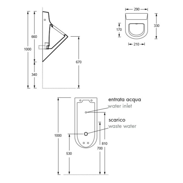 Alice Form Писсуар 30хВ66, подвесной, белый глянцевый 