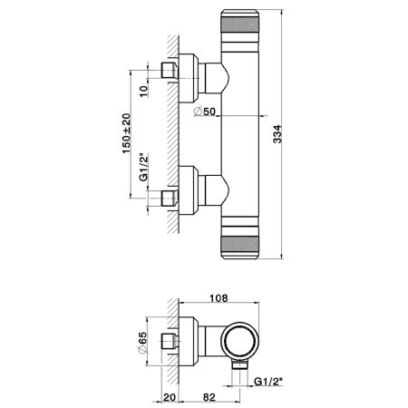 HUBER Chronos Смеситель термостатический настенный для душа, цвет хром (акция на товар из наличия) 