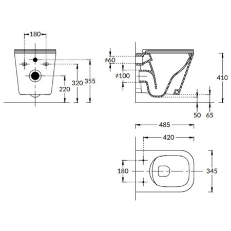 Kerama Marazzi Унитаз CUBO подвесной безободковый с крепежом и сиденьем, быстросъемным с softclose, белый глянцевый 