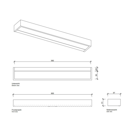 Decor Walther Box 60 N LED Светильник настенный 60x10x5см, светодиодный, 1x LED 32W, цвет: розовое золото 