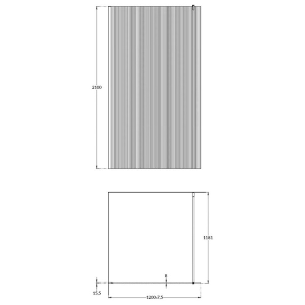 KERAMA MARAZZI Душевая перегородка CRISTALLO с рифленым стеклом, 120х210, матовый черный 