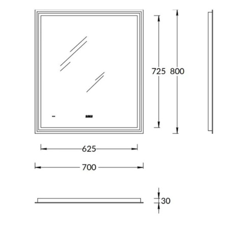Kerama Marazzi Зеркало TECNO 70х80 см. c LED подсветкой, с функцией антизапотевание, белый глянцевый 