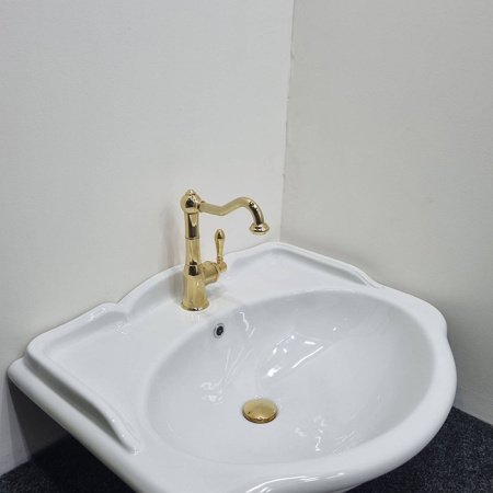 Gattoni Orta NEW Смеситель для раковины с высоким изливом, с донным клапаном, цвет золото 24кт 