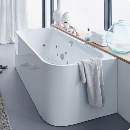DURAVIT Happy D2 Ванна 1800х800 мм, пристенный вариант с двумя наклонами для спины, с интегр акрилов панелью  и ножками, цвет белый 