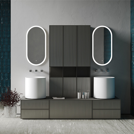 SALINI Зеркало для ванны ARMONIA  450×900х25мм., фоновая и фронтальная подсветка 3в1 , сенсор движения включения подсветки , крепления, без подогрева 