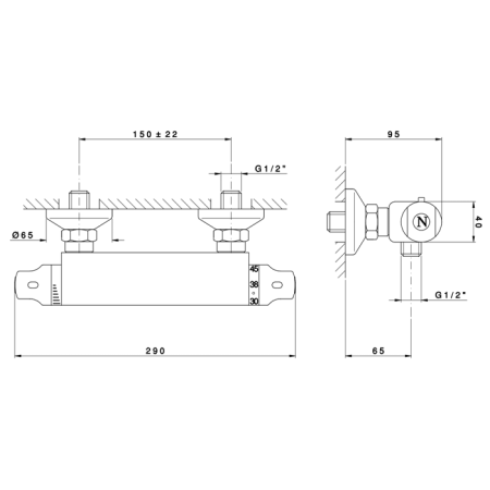 Nicolazzi Termostatico Смеситель термостатический для душа, цвет: хром 
