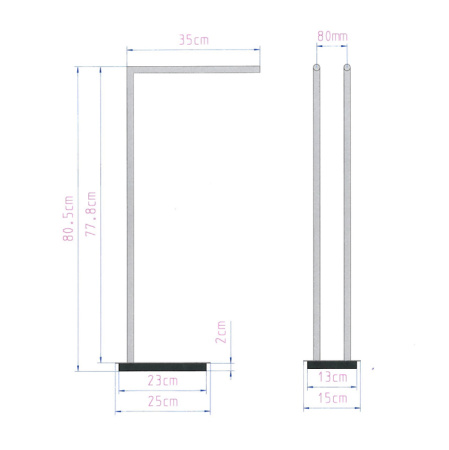 Decor Walther Straight 2 Полотенцедержатель двойной 38xh80см, напольный, цвет: черный матовый 
