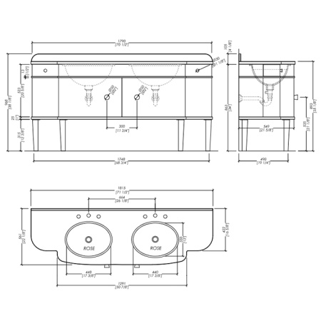 Devon Rose 50 Раковина (520х410 мм) со сливом-переливом, врезная снизу под столешницу, без отверстия под смеситель, цвет: белый 