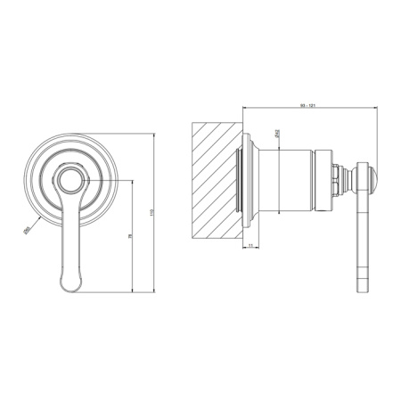 GESSI VENTI20 Смеситель встраиваемый, однорычажный, внешняя часть, цвет Gold PVD 