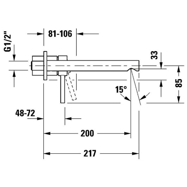 Duravit Смеситель для раковины из стены Circle, излив 200 мм, компл со скрытой частью,хром (CE1070004010+GK1900004000) (Спец.цена из наличия) 