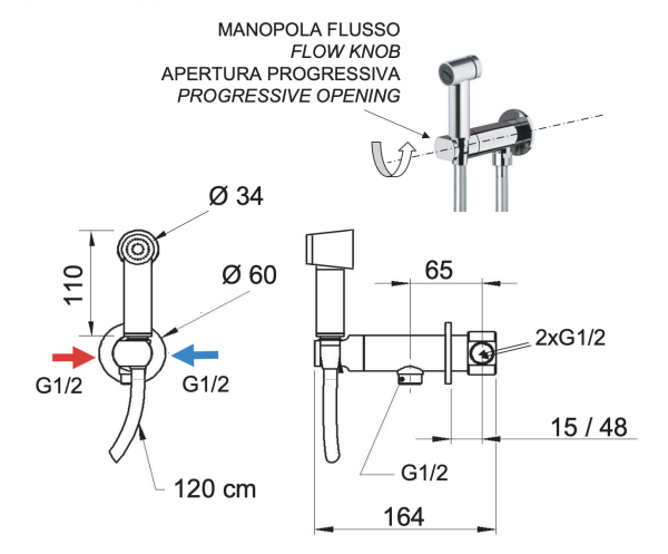 Гигиенический душ со смесителем Remer X Style N64EUM 