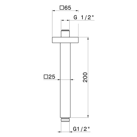 Newform Head Showers Душевой кронштейн потолочный квадратный длиной 200 мм,  цвет:  черный матовый 