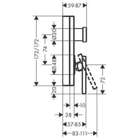 AX Edge Встраиваемый смеситель для ванны, с защитой по станд. EN1717 (внешняя часть),  алмазн. огранка, цвет: полир. черный 