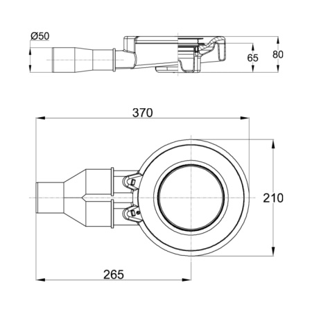 BETTEFLOOR Сифон с боковым сливом 0,85 л/с, диам.90мм, отвод 50мм, цвет: хром 