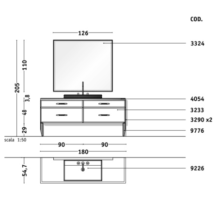 VITAGE milldue edition Раковина ZURIGO81 накладная 81х44.2хh14см без перелива c 3отв. ceramilux/сталь, цвет: белый/сталь 