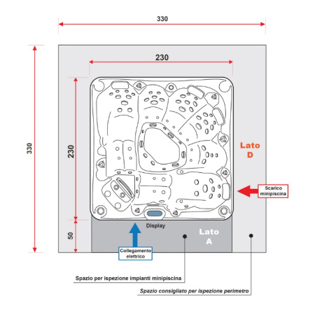 TREESSE RODAS Минибассейн 2300х2300х870 мм., отдельностоящий, с панелями, с крышкой, цвет белый 