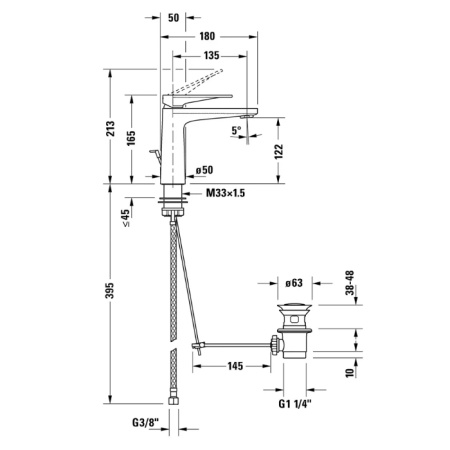 Duravit  Tulum by Starck Смеситель для раковины однорычажный, цвет хром (Спец.цена из наличия) 