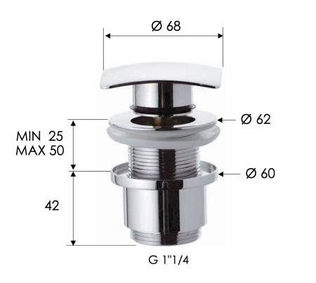 Донный клапан без перелива 1”1/4 Remer 904SCC2114 