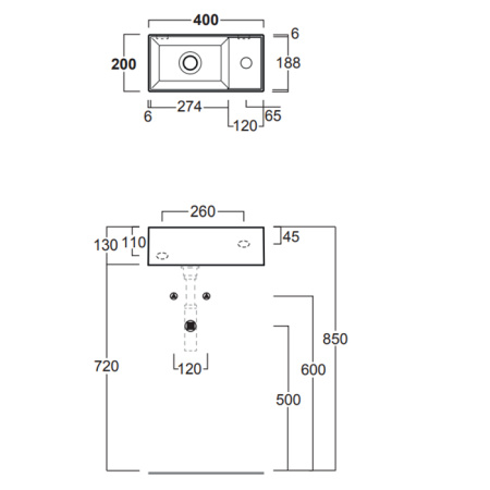 SIMAS AGILE Раковина подвесная 40х20 см, правая , с 1 отв под смеситель,цвет NERO MATT 