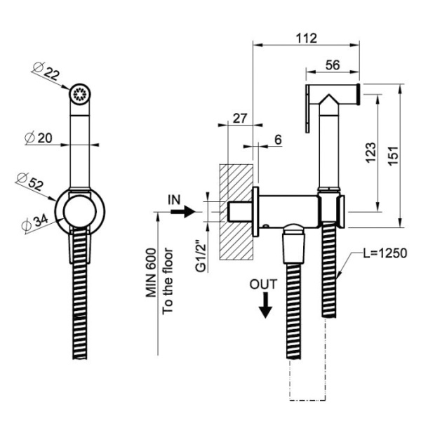 Gessi Transparenze Гигиенический душ, цвет: хром 