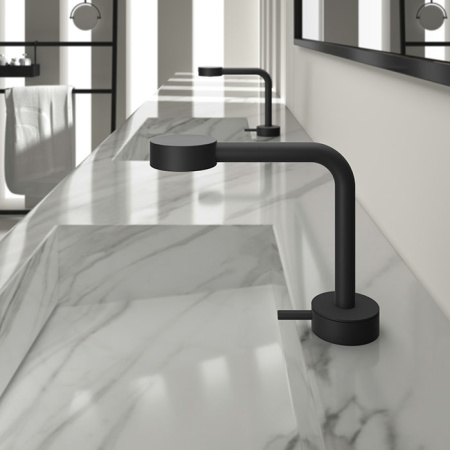 CISAL Slim Смеситель однорычажный для раковины на 1 отверстие с донным клапаном, цвет черный матовый 