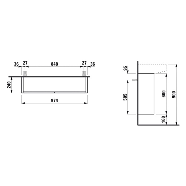 Laufen Sonar SONAR База под раковину, 975х240х600 мм, 2 дверцы, совместим с раковиной 810347, медь 