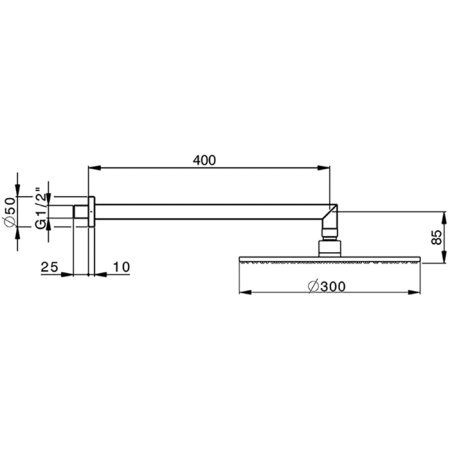 CISAL Shower Верхний душ D300 мм с настенным держателем L400 мм, цвет черный матовый 