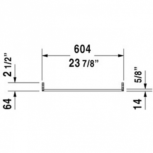 Duravit D-Code Полотенцедержатель, труба с квадратным сечением, 604x14 мм, хром