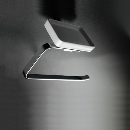 Stil Haus Gea, полотенцедержатель - полукольцо + керамическая мыльница, цвет хром - белая керамика 